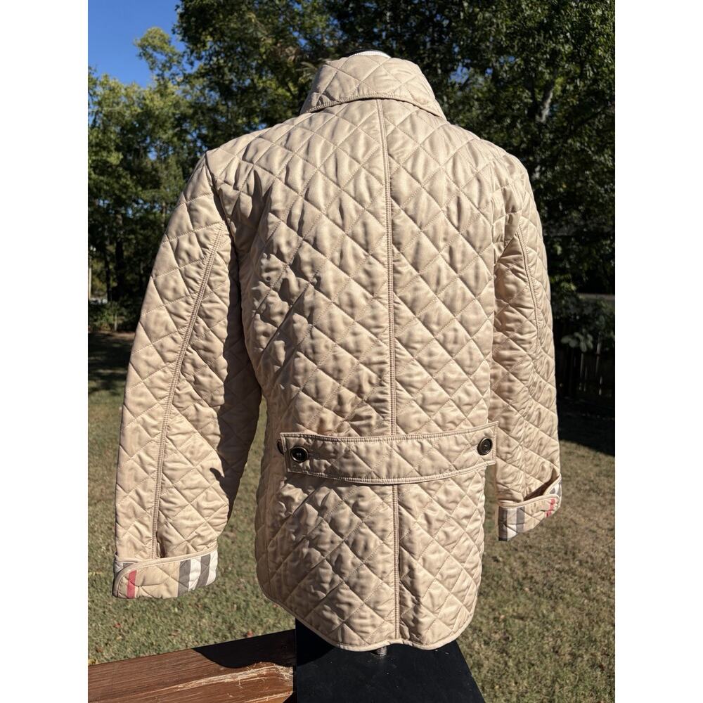 Burberry Brit Women’s Size Large Beige Tan Quilted Jacket Nova Check Classic - Picture 4 of 11